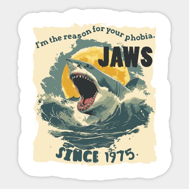 GREAT WHITE SHARK，JAWS BITE T-SHIRT 05 Sticker by ToddT